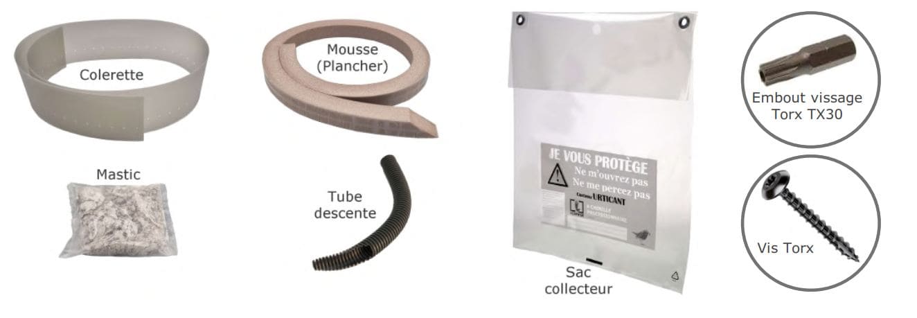 Composition du kit Écopiège transparent version vissage Ø 30 cm